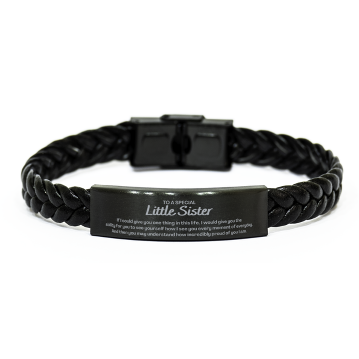 To My Little Sister Braided Leather Bracelet, Gifts For Little Sister Engraved, Inspirational Gifts for Christmas Birthday, Epic Gifts for Little Sister To A Special Little Sister how incredibly proud of you I am