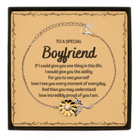 Load image into Gallery viewer, To My Boyfriend Sunflower Bracelet, Gifts For Boyfriend Message Card, Inspirational Gifts for Christmas Birthday, Epic Gifts for Boyfriend To A Special Boyfriend how incredibly proud of you I am

