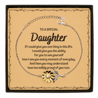Load image into Gallery viewer, To My Daughter Sunflower Bracelet, Gifts For Daughter Message Card, Inspirational Gifts for Christmas Birthday, Epic Gifts for Daughter To A Special Daughter how incredibly proud of you I am
