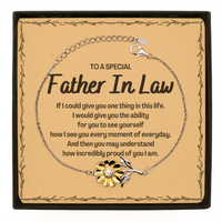 Load image into Gallery viewer, To My Father In Law Sunflower Bracelet, Gifts For Father In Law Message Card, Inspirational Gifts for Christmas Birthday, Epic Gifts for Father In Law To A Special Father In Law how incredibly proud of you I am

