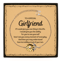 Load image into Gallery viewer, To My Girlfriend Sunflower Bracelet, Gifts For Girlfriend Message Card, Inspirational Gifts for Christmas Birthday, Epic Gifts for Girlfriend To A Special Girlfriend how incredibly proud of you I am

