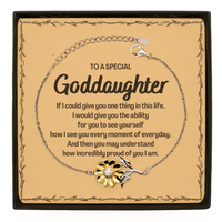 Load image into Gallery viewer, To My Goddaughter Sunflower Bracelet, Gifts For Goddaughter Message Card, Inspirational Gifts for Christmas Birthday, Epic Gifts for Goddaughter To A Special Goddaughter how incredibly proud of you I am
