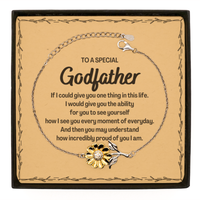 Load image into Gallery viewer, To My Godfather Sunflower Bracelet, Gifts For Godfather Message Card, Inspirational Gifts for Christmas Birthday, Epic Gifts for Godfather To A Special Godfather how incredibly proud of you I am
