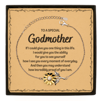 Load image into Gallery viewer, To My Godmother Sunflower Bracelet, Gifts For Godmother Message Card, Inspirational Gifts for Christmas Birthday, Epic Gifts for Godmother To A Special Godmother how incredibly proud of you I am

