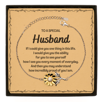 Load image into Gallery viewer, To My Husband Sunflower Bracelet, Gifts For Husband Message Card, Inspirational Gifts for Christmas Birthday, Epic Gifts for Husband To A Special Husband how incredibly proud of you I am
