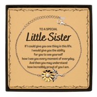Load image into Gallery viewer, To My Little Sister Sunflower Bracelet, Gifts For Little Sister Message Card, Inspirational Gifts for Christmas Birthday, Epic Gifts for Little Sister To A Special Little Sister how incredibly proud of you I am
