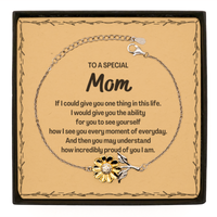 Load image into Gallery viewer, To My Mom Sunflower Bracelet, Gifts For Mom Message Card, Inspirational Gifts for Christmas Birthday, Epic Gifts for Mom To A Special Mom how incredibly proud of you I am
