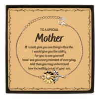 Load image into Gallery viewer, To My Mother Sunflower Bracelet, Gifts For Mother Message Card, Inspirational Gifts for Christmas Birthday, Epic Gifts for Mother To A Special Mother how incredibly proud of you I am
