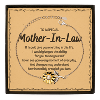 Load image into Gallery viewer, To My Mother-In-Law Sunflower Bracelet, Gifts For Mother-In-Law Message Card, Inspirational Gifts for Christmas Birthday, Epic Gifts for Mother-In-Law To A Special Mother-In-Law how incredibly proud of you I am
