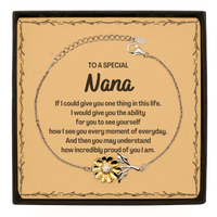 Load image into Gallery viewer, To My Nana Sunflower Bracelet, Gifts For Nana Message Card, Inspirational Gifts for Christmas Birthday, Epic Gifts for Nana To A Special Nana how incredibly proud of you I am
