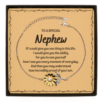Load image into Gallery viewer, To My Nephew Sunflower Bracelet, Gifts For Nephew Message Card, Inspirational Gifts for Christmas Birthday, Epic Gifts for Nephew To A Special Nephew how incredibly proud of you I am
