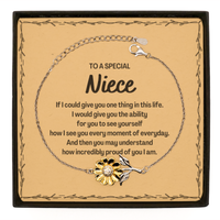 Load image into Gallery viewer, To My Niece Sunflower Bracelet, Gifts For Niece Message Card, Inspirational Gifts for Christmas Birthday, Epic Gifts for Niece To A Special Niece how incredibly proud of you I am
