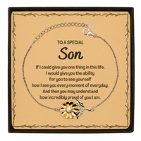 Load image into Gallery viewer, To My Son Sunflower Bracelet, Gifts For Son Message Card, Inspirational Gifts for Christmas Birthday, Epic Gifts for Son To A Special Son how incredibly proud of you I am
