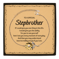Load image into Gallery viewer, To My Stepbrother Sunflower Bracelet, Gifts For Stepbrother Message Card, Inspirational Gifts for Christmas Birthday, Epic Gifts for Stepbrother To A Special Stepbrother how incredibly proud of you I am
