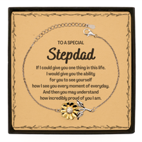 Load image into Gallery viewer, To My Stepdad Sunflower Bracelet, Gifts For Stepdad Message Card, Inspirational Gifts for Christmas Birthday, Epic Gifts for Stepdad To A Special Stepdad how incredibly proud of you I am
