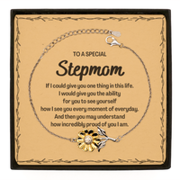 Load image into Gallery viewer, To My Stepmom Sunflower Bracelet, Gifts For Stepmom Message Card, Inspirational Gifts for Christmas Birthday, Epic Gifts for Stepmom To A Special Stepmom how incredibly proud of you I am
