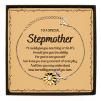 Load image into Gallery viewer, To My Stepmother Sunflower Bracelet, Gifts For Stepmother Message Card, Inspirational Gifts for Christmas Birthday, Epic Gifts for Stepmother To A Special Stepmother how incredibly proud of you I am

