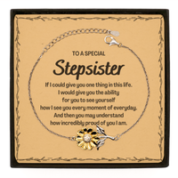 Load image into Gallery viewer, To My Stepsister Sunflower Bracelet, Gifts For Stepsister Message Card, Inspirational Gifts for Christmas Birthday, Epic Gifts for Stepsister To A Special Stepsister how incredibly proud of you I am
