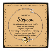 Load image into Gallery viewer, To My Stepson Sunflower Bracelet, Gifts For Stepson Message Card, Inspirational Gifts for Christmas Birthday, Epic Gifts for Stepson To A Special Stepson how incredibly proud of you I am
