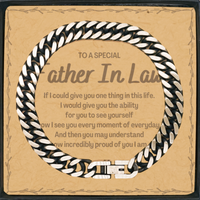 Load image into Gallery viewer, To My Father In Law Cuban Link Chain Bracelet, Gifts For Father In Law Message Card, Inspirational Gifts for Christmas Birthday, Epic Gifts for Father In Law To A Special Father In Law how incredibly proud of you I am
