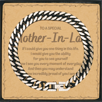 Load image into Gallery viewer, To My Mother-In-Law Cuban Link Chain Bracelet, Gifts For Mother-In-Law Message Card, Inspirational Gifts for Christmas Birthday, Epic Gifts for Mother-In-Law To A Special Mother-In-Law how incredibly proud of you I am
