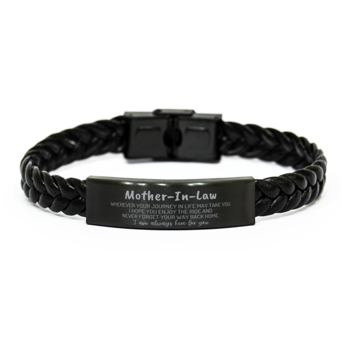 Mother-In-Law wherever your journey in life may take you, I am always here for you Mother-In-Law Braided Leather Bracelet, Awesome Christmas Gifts For Mother-In-Law, Mother-In-Law Birthday Gifts for Men Women Family Loved One
