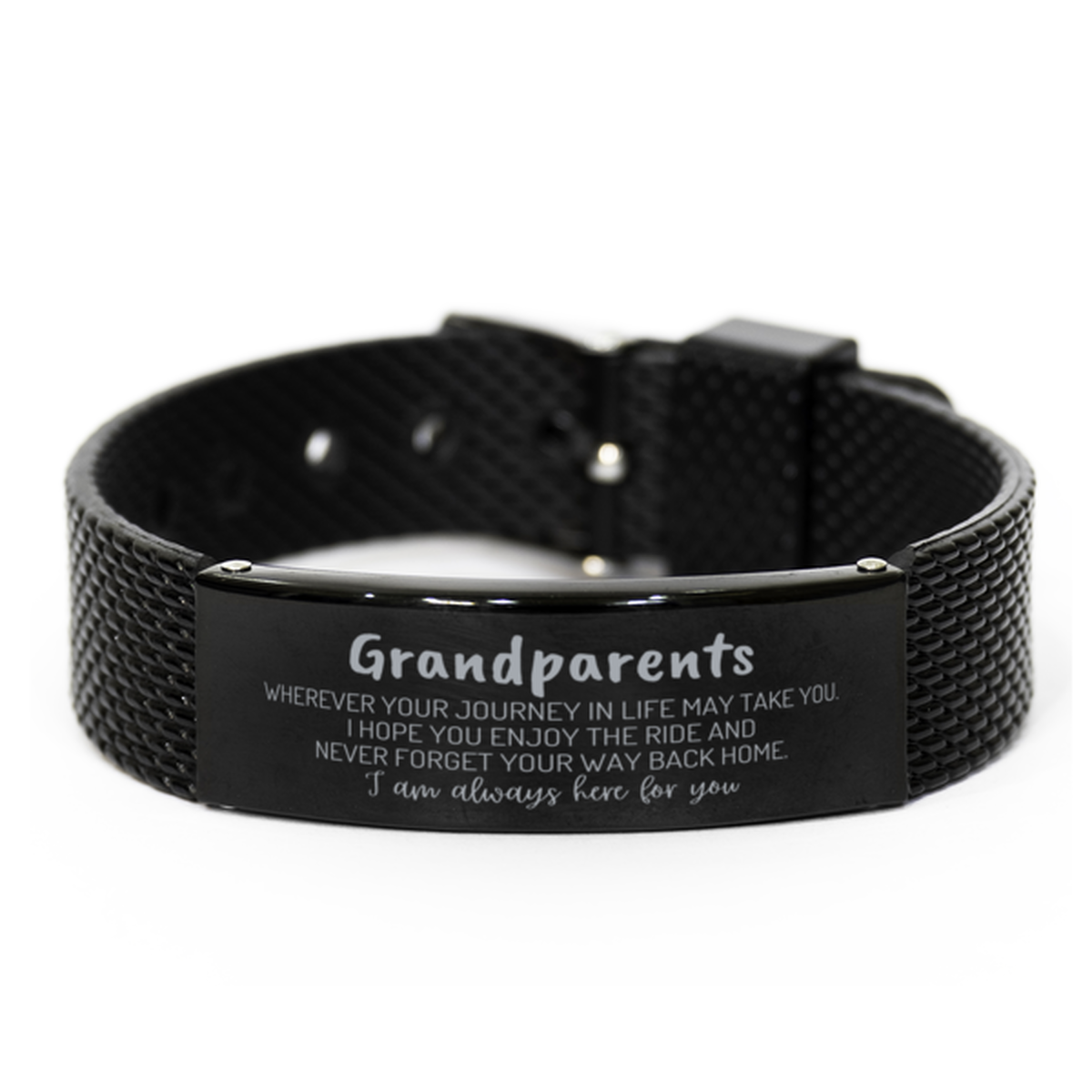 Grandparents wherever your journey in life may take you, I am always here for you Grandparents Black Shark Mesh Bracelet, Awesome Christmas Gifts For Grandparents, Grandparents Birthday Gifts for Men Women Family Loved One