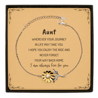 Load image into Gallery viewer, Aunt wherever your journey in life may take you, I am always here for you Aunt Sunflower Bracelet, Awesome Christmas Gifts For Aunt Message Card, Aunt Birthday Gifts for Men Women Family Loved One
