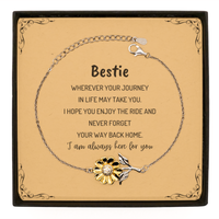 Load image into Gallery viewer, Bestie wherever your journey in life may take you, I am always here for you Bestie Sunflower Bracelet, Awesome Christmas Gifts For Bestie Message Card, Bestie Birthday Gifts for Men Women Family Loved One
