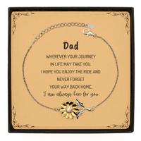 Load image into Gallery viewer, Dad wherever your journey in life may take you, I am always here for you Dad Sunflower Bracelet, Awesome Christmas Gifts For Dad Message Card, Dad Birthday Gifts for Men Women Family Loved One
