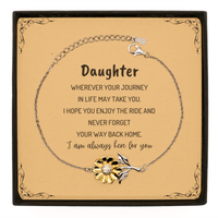 Load image into Gallery viewer, Daughter wherever your journey in life may take you, I am always here for you Daughter Sunflower Bracelet, Awesome Christmas Gifts For Daughter Message Card, Daughter Birthday Gifts for Men Women Family Loved One
