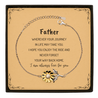 Load image into Gallery viewer, Father wherever your journey in life may take you, I am always here for you Father Sunflower Bracelet, Awesome Christmas Gifts For Father Message Card, Father Birthday Gifts for Men Women Family Loved One
