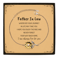 Load image into Gallery viewer, Father In Law wherever your journey in life may take you, I am always here for you Father In Law Sunflower Bracelet, Awesome Christmas Gifts For Father In Law Message Card, Father In Law Birthday Gifts for Men Women Family Loved One
