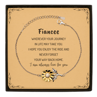Load image into Gallery viewer, Fiancee wherever your journey in life may take you, I am always here for you Fiancee Sunflower Bracelet, Awesome Christmas Gifts For Fiancee Message Card, Fiancee Birthday Gifts for Men Women Family Loved One
