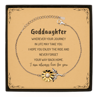 Load image into Gallery viewer, Goddaughter wherever your journey in life may take you, I am always here for you Goddaughter Sunflower Bracelet, Awesome Christmas Gifts For Goddaughter Message Card, Goddaughter Birthday Gifts for Men Women Family Loved One
