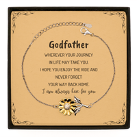 Load image into Gallery viewer, Godfather wherever your journey in life may take you, I am always here for you Godfather Sunflower Bracelet, Awesome Christmas Gifts For Godfather Message Card, Godfather Birthday Gifts for Men Women Family Loved One
