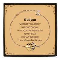 Load image into Gallery viewer, Godson wherever your journey in life may take you, I am always here for you Godson Sunflower Bracelet, Awesome Christmas Gifts For Godson Message Card, Godson Birthday Gifts for Men Women Family Loved One
