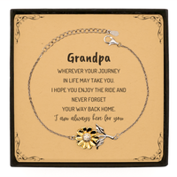 Load image into Gallery viewer, Grandpa wherever your journey in life may take you, I am always here for you Grandpa Sunflower Bracelet, Awesome Christmas Gifts For Grandpa Message Card, Grandpa Birthday Gifts for Men Women Family Loved One

