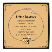 Load image into Gallery viewer, Little Brother wherever your journey in life may take you, I am always here for you Little Brother Sunflower Bracelet, Awesome Christmas Gifts For Little Brother Message Card, Little Brother Birthday Gifts for Men Women Family Loved One

