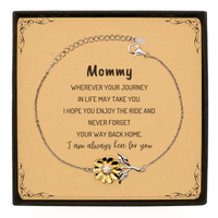 Load image into Gallery viewer, Mommy wherever your journey in life may take you, I am always here for you Mommy Sunflower Bracelet, Awesome Christmas Gifts For Mommy Message Card, Mommy Birthday Gifts for Men Women Family Loved One
