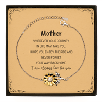 Load image into Gallery viewer, Mother wherever your journey in life may take you, I am always here for you Mother Sunflower Bracelet, Awesome Christmas Gifts For Mother Message Card, Mother Birthday Gifts for Men Women Family Loved One

