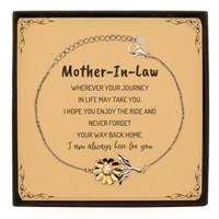 Load image into Gallery viewer, Mother-In-Law wherever your journey in life may take you, I am always here for you Mother-In-Law Sunflower Bracelet, Awesome Christmas Gifts For Mother-In-Law Message Card, Mother-In-Law Birthday Gifts for Men Women Family Loved One
