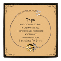 Load image into Gallery viewer, Papa wherever your journey in life may take you, I am always here for you Papa Sunflower Bracelet, Awesome Christmas Gifts For Papa Message Card, Papa Birthday Gifts for Men Women Family Loved One
