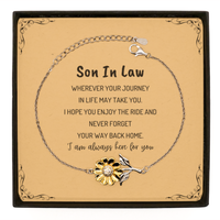 Load image into Gallery viewer, Son In Law wherever your journey in life may take you, I am always here for you Son In Law Sunflower Bracelet, Awesome Christmas Gifts For Son In Law Message Card, Son In Law Birthday Gifts for Men Women Family Loved One
