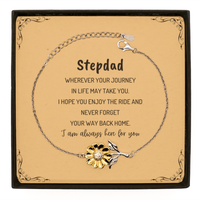 Load image into Gallery viewer, Stepdad wherever your journey in life may take you, I am always here for you Stepdad Sunflower Bracelet, Awesome Christmas Gifts For Stepdad Message Card, Stepdad Birthday Gifts for Men Women Family Loved One
