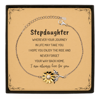 Load image into Gallery viewer, Stepdaughter wherever your journey in life may take you, I am always here for you Stepdaughter Sunflower Bracelet, Awesome Christmas Gifts For Stepdaughter Message Card, Stepdaughter Birthday Gifts for Men Women Family Loved One
