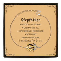 Load image into Gallery viewer, Stepfather wherever your journey in life may take you, I am always here for you Stepfather Sunflower Bracelet, Awesome Christmas Gifts For Stepfather Message Card, Stepfather Birthday Gifts for Men Women Family Loved One
