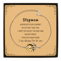 Load image into Gallery viewer, Stepmom wherever your journey in life may take you, I am always here for you Stepmom Sunflower Bracelet, Awesome Christmas Gifts For Stepmom Message Card, Stepmom Birthday Gifts for Men Women Family Loved One
