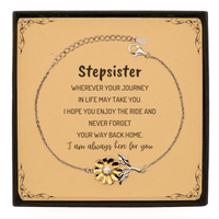 Load image into Gallery viewer, Stepsister wherever your journey in life may take you, I am always here for you Stepsister Sunflower Bracelet, Awesome Christmas Gifts For Stepsister Message Card, Stepsister Birthday Gifts for Men Women Family Loved One
