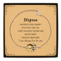 Load image into Gallery viewer, Stepson wherever your journey in life may take you, I am always here for you Stepson Sunflower Bracelet, Awesome Christmas Gifts For Stepson Message Card, Stepson Birthday Gifts for Men Women Family Loved One

